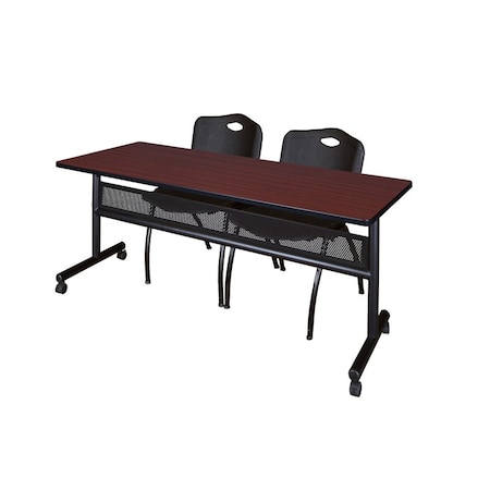 Kobe Rectangle FlipTop Table, 72" W, 29" H, Laminate Top, Mahogany MKFTM7224MH47BK